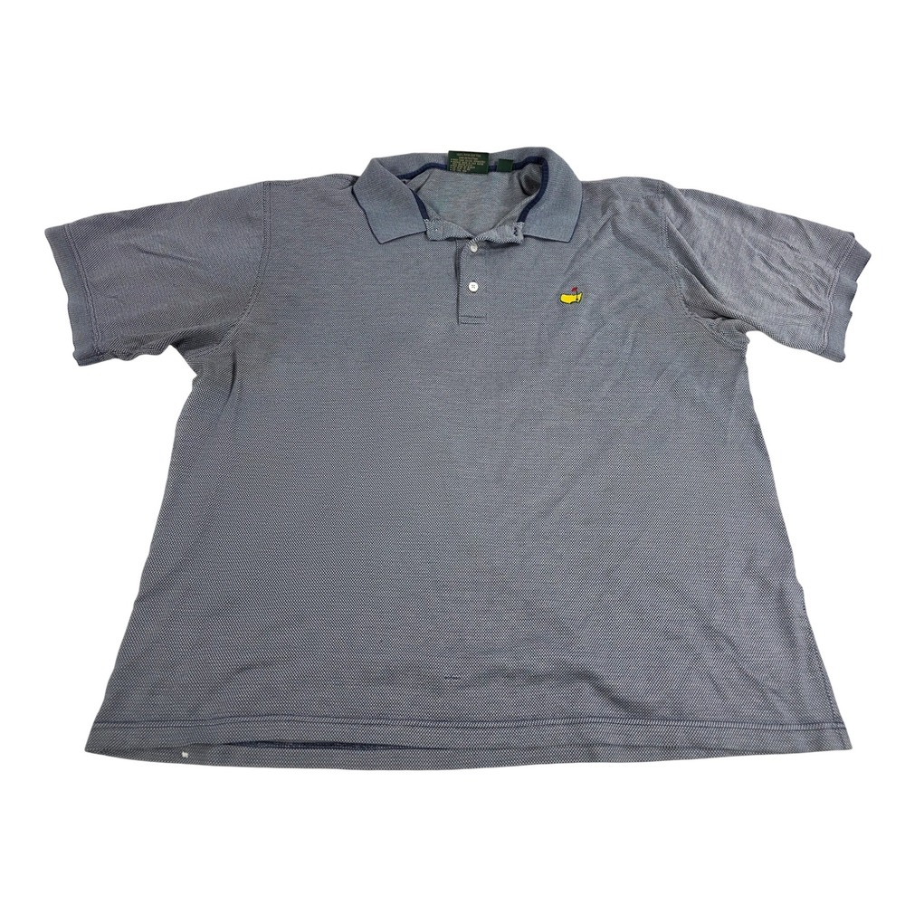 Amen Corner Masters Golf Polo Shirt Mens XL Pima Cotton Blue White Micro Pattern